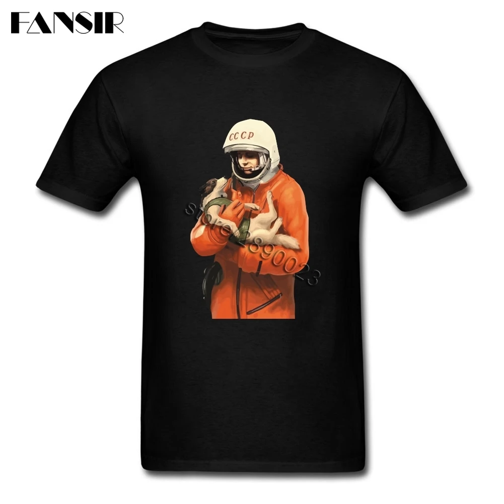 Собака пространство путешествия CCCP Гагарина Camiseta нормальный Для мужчин футболка