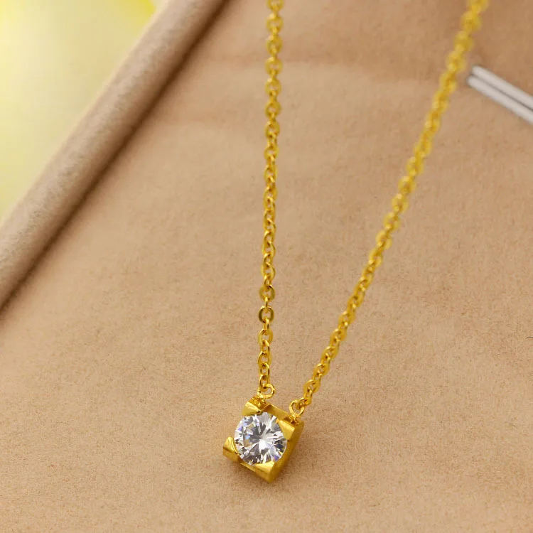 Высокое качество 1 карат Подвеска из нержавеющей стали Розовая позолоченная