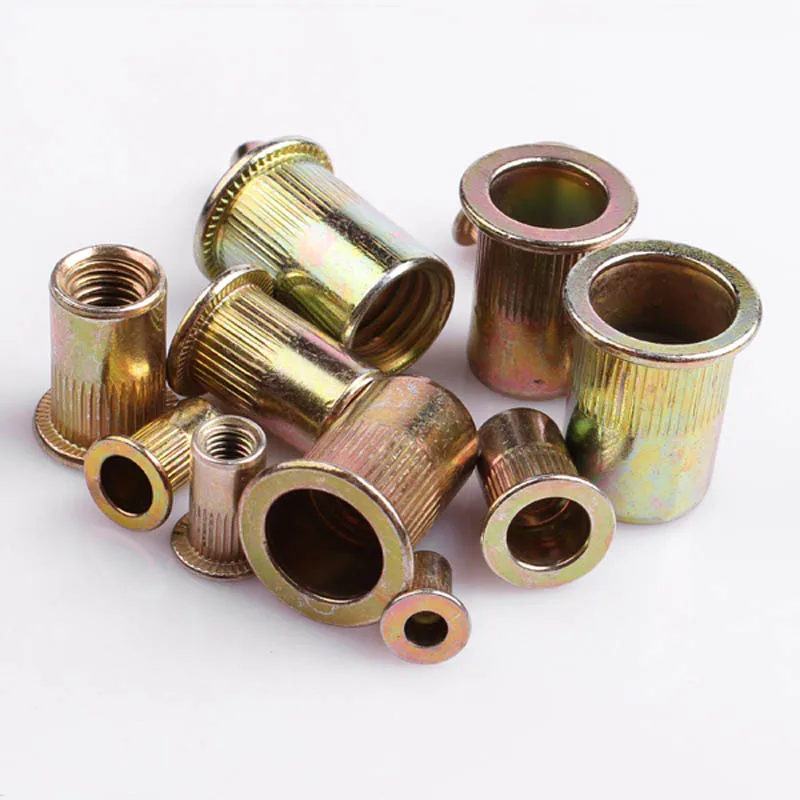 Заклепки M3 M4 M5 M6 M8 M10, 30 шт., оцинкованные, углеродистая сталь, с накаткой, с плоской головкой Заклепки M3 M4 M5 M6 M8 M10, 30 шт., оцинкованные, углеродистая сталь, с накаткой, с плоской головкой