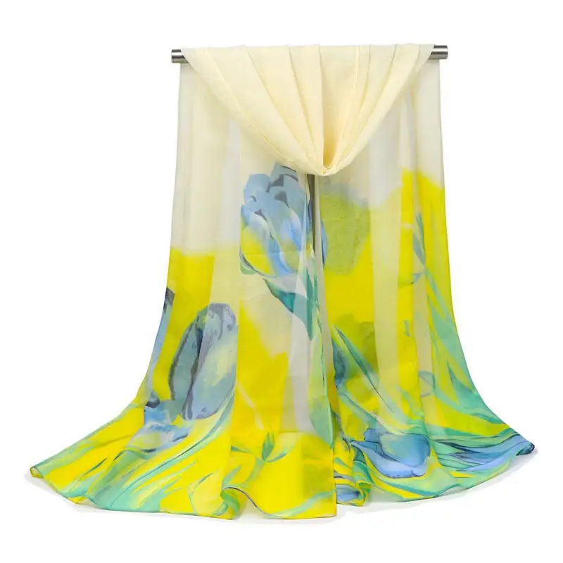 1 шт. модный шарф-шаль шифон блестящий Омбре хиджаб шейный теплый шелковый шарф