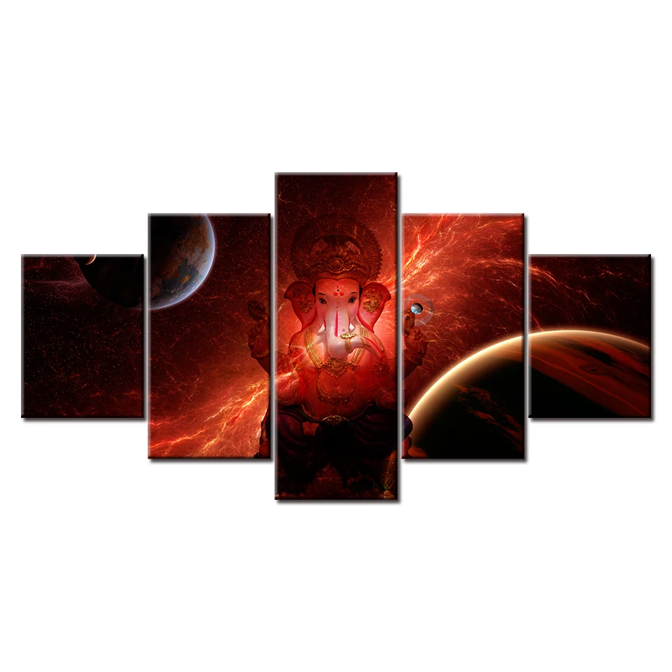 5 Панель Картина на холсте HD индуистский Бог Ганеша с планетарным Настенная