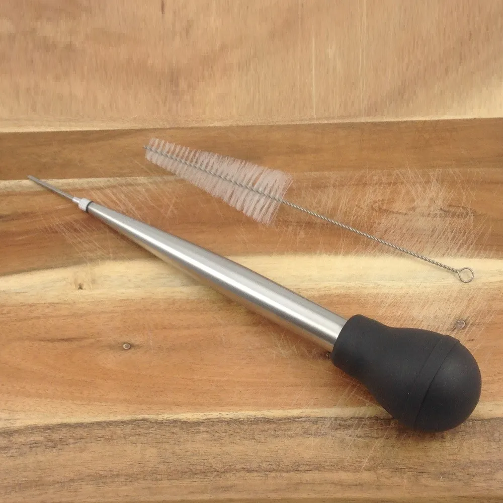 Нержавеющая Сталь Курица индейка Baster FDA силиконовая лампа птицы маринада инжектор барбекю ароматизатор шприц сок кухня насос для выпечки