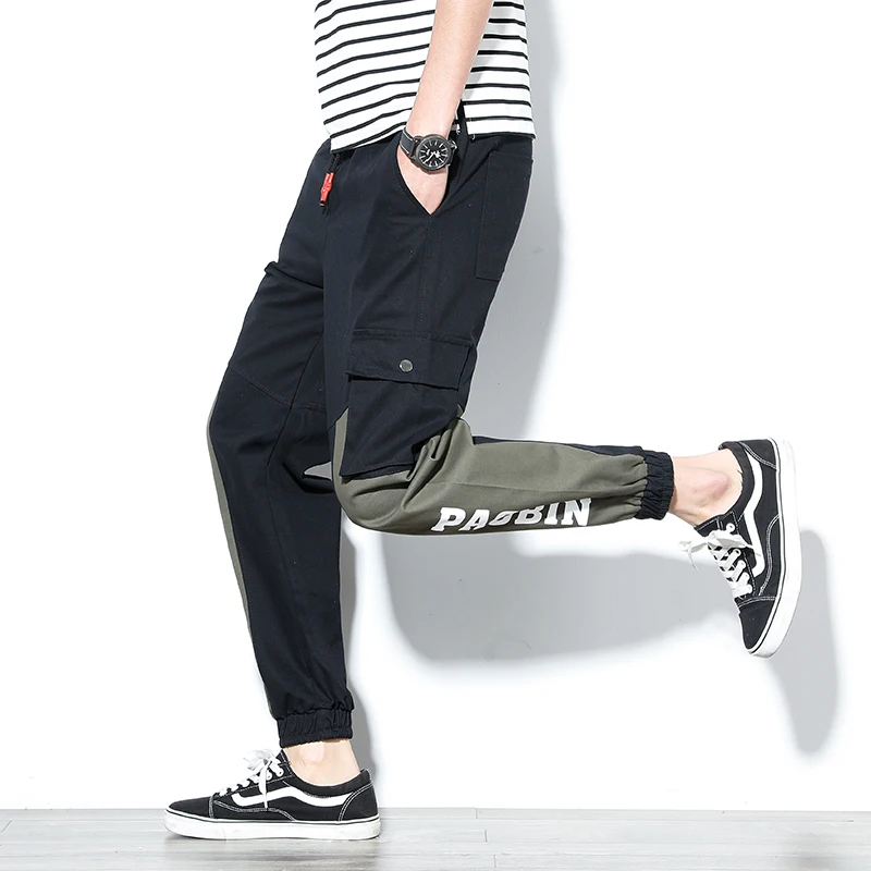 Fashion New Beam Pants Men's Ankle Length 100% Cotton Casual High Quality Large Size Elastic Waist Tooling Trousers | Мужская одежда