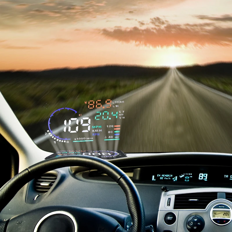 5.5 "A8 Автомобилей HUD Head Up Display Проектор Digital Light Self-адаптивный Превышение Скорости