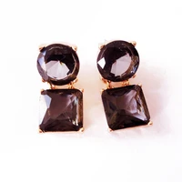square round earring stud glass stone statement jewelry modern wholesale