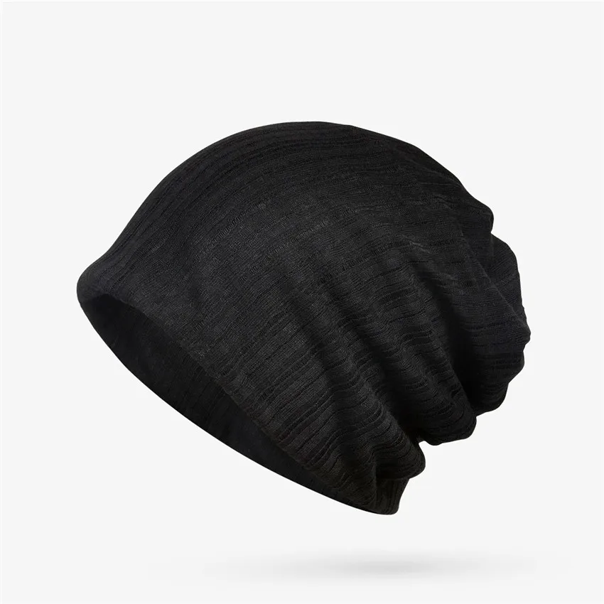 Хлопковая шапка с отверстием для хвоста весна лето Skullies Beanies женский шарф на шею шапка двойного назначения головной убор дышащий тюрбан для волос Повседневная для девочек - Цвет: black