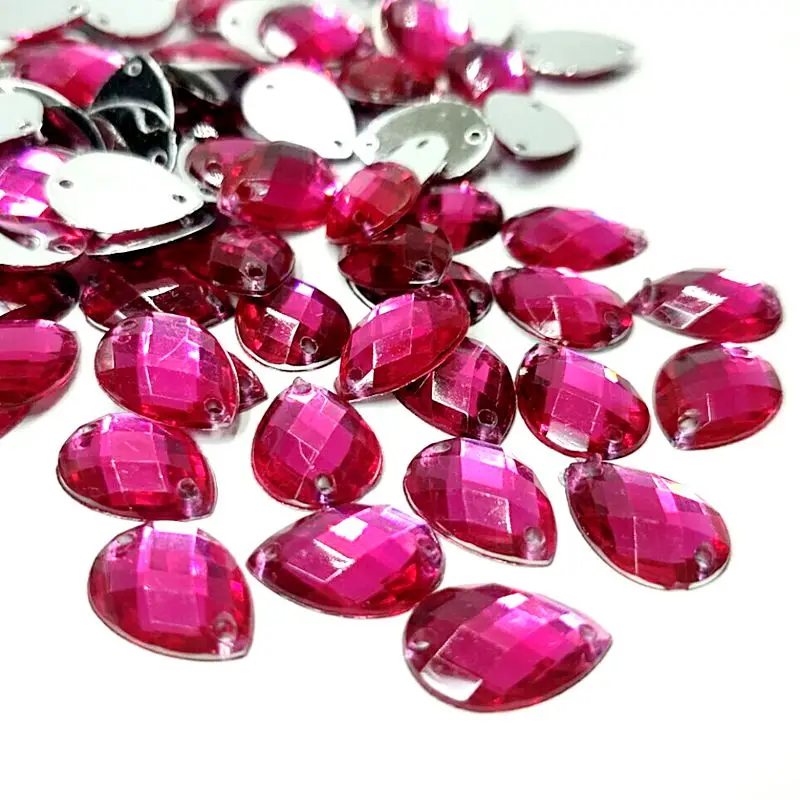 fushia HL 14 мм x 10 мм 100 шт./лот, капля воды, два отверстия, Акриловые Свободные Стразы, Пришивные, одежда, обувь, сумки, швейные принадлежности, поделки своими руками - Цвет: fushia