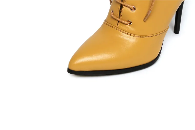 Masgulahe high quality genuine leather boots for women heels fashion ankle pointed toe ladies shoes | Обувь