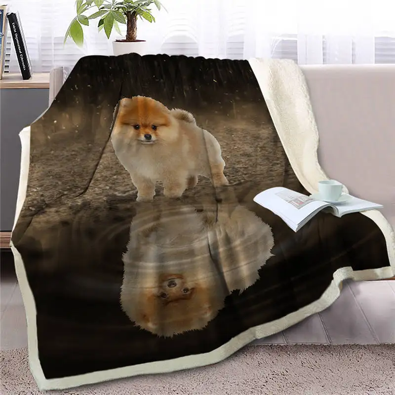 Dog 17 BlessLiving Pet Мопс одеяло на искусственном меху на кровати животных пледы одеяло для детей собака отражение покрывала 3D щенок бульдога Чехлы диванов - Цвет: Dog 17