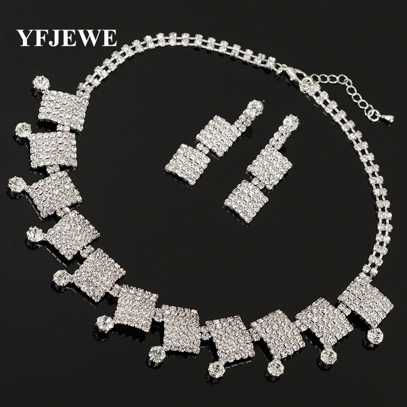 Женское Ожерелье и серьги YFJEWE, набор ювелирных изделий золотого цвета с австрийскими кристаллами, N328