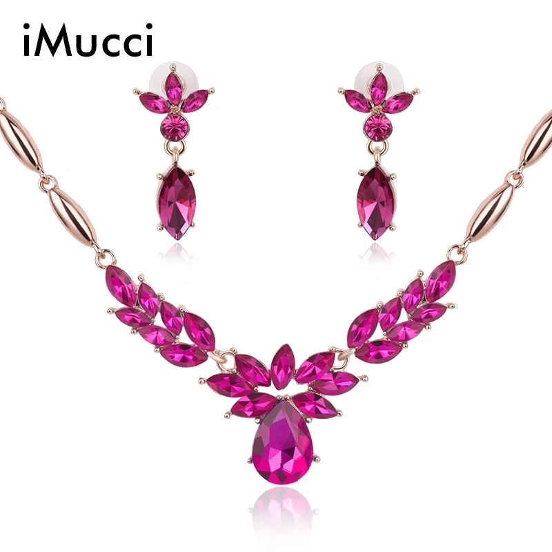 IMucci/Творческий цветок Модные Цепочки и ожерелья серьги из двух частей набор