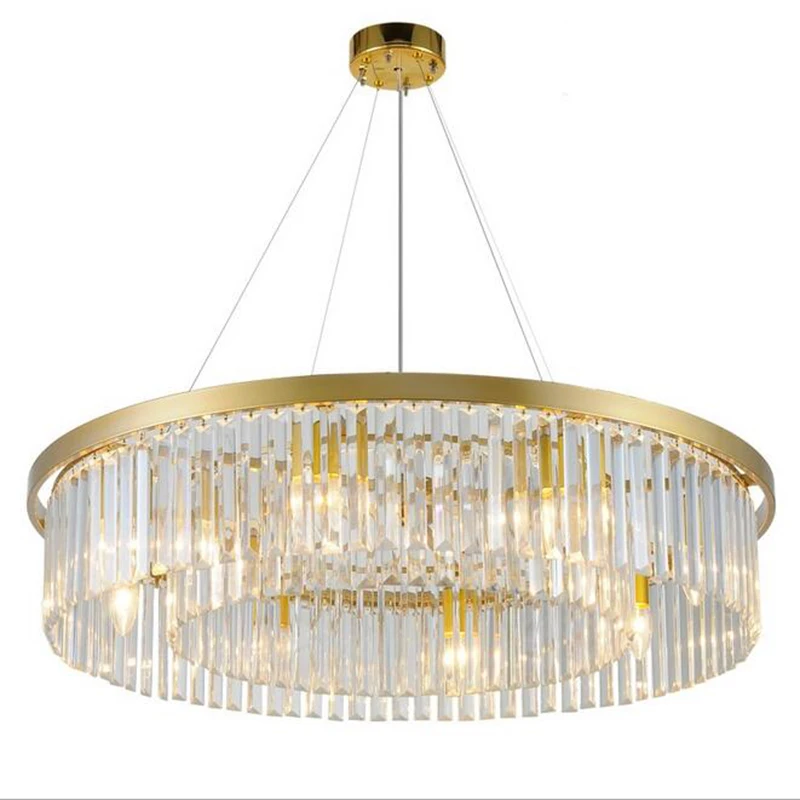 

Gold crystal chandelier living room round European creative personality room hall of the post-modern simple atmospheric restaura