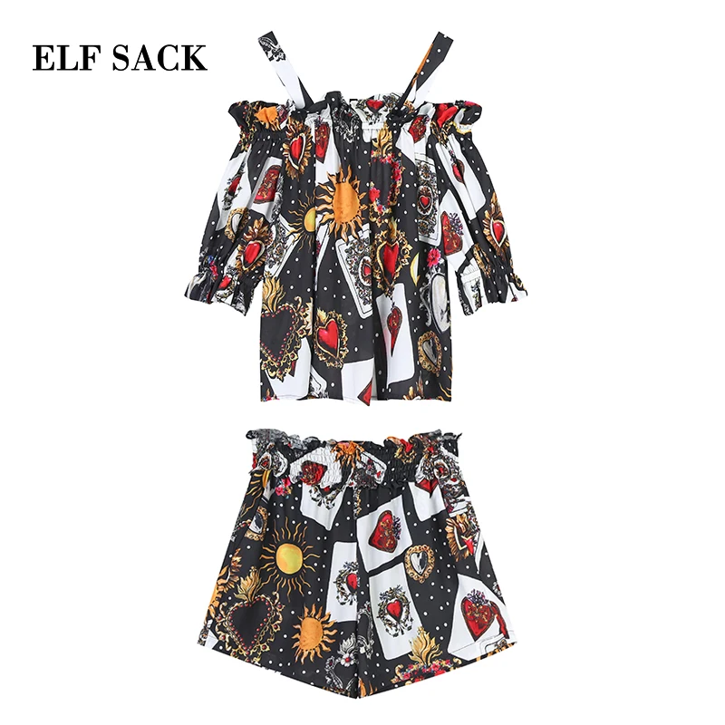 Женский комплект с шортами ELFSACK Белый свободный пляжный топом открытыми плечами