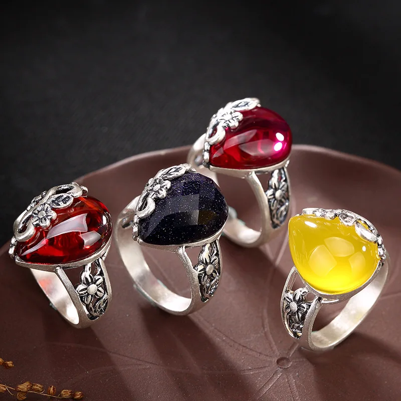 Anel Feminino Time-limited Women Carnelian 2019 New S990 Fine Plum Hollow-out Pomegranate Female Ring Wholesale Matte Openings | Украшения