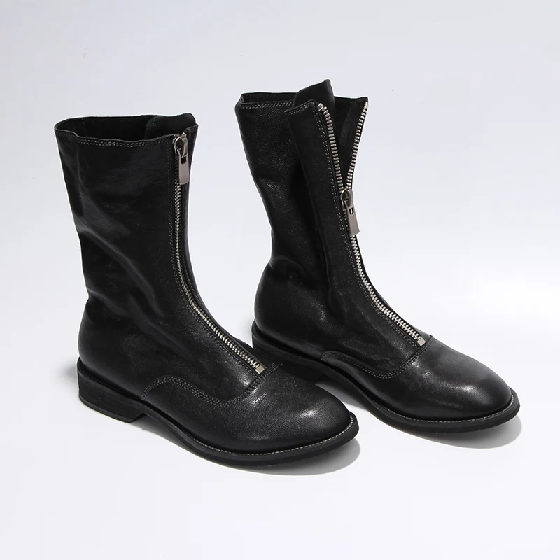 Женские ботильоны из натуральной овечьей кожи FUN VILLE модные ботинки мартинсы с