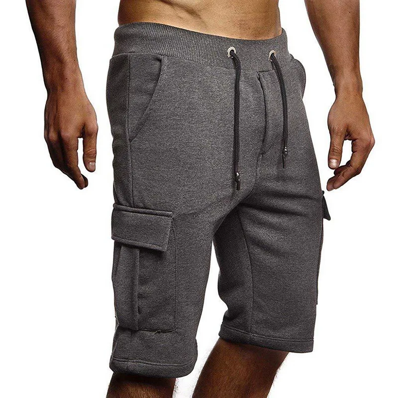 Мужские шорты HEFLASHOR повседневные однотонные для бега по колено с карманами в
