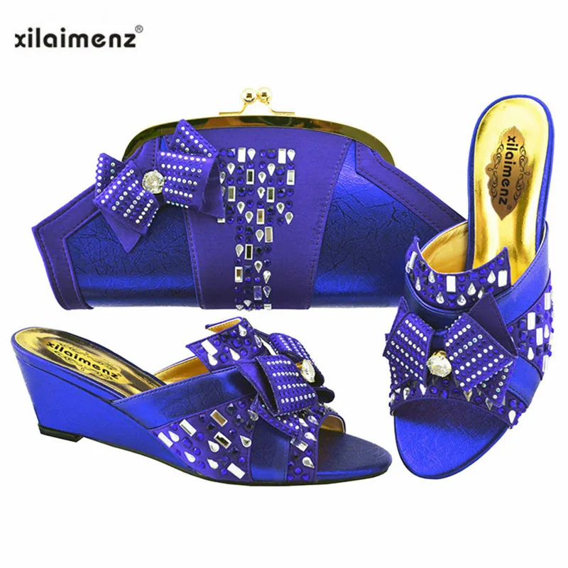 

New shop 40% discount 2018 New Fashion Arrival With Crystal Nigerian Ladies Shoes Matching Nice Bag In Yellow Color For Wedding