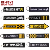 remove before flight novelty keychain launch key chain bijoux keychains for motorcycles and cars key tag new embroidery key fobs
