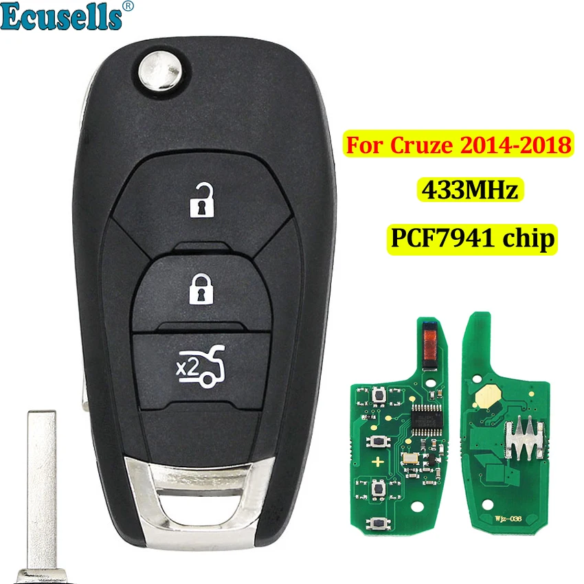 Новый стиль модифицированный 3 кнопочный 433 МГц с чипом ID46 PCF7941 дистанционный ключ