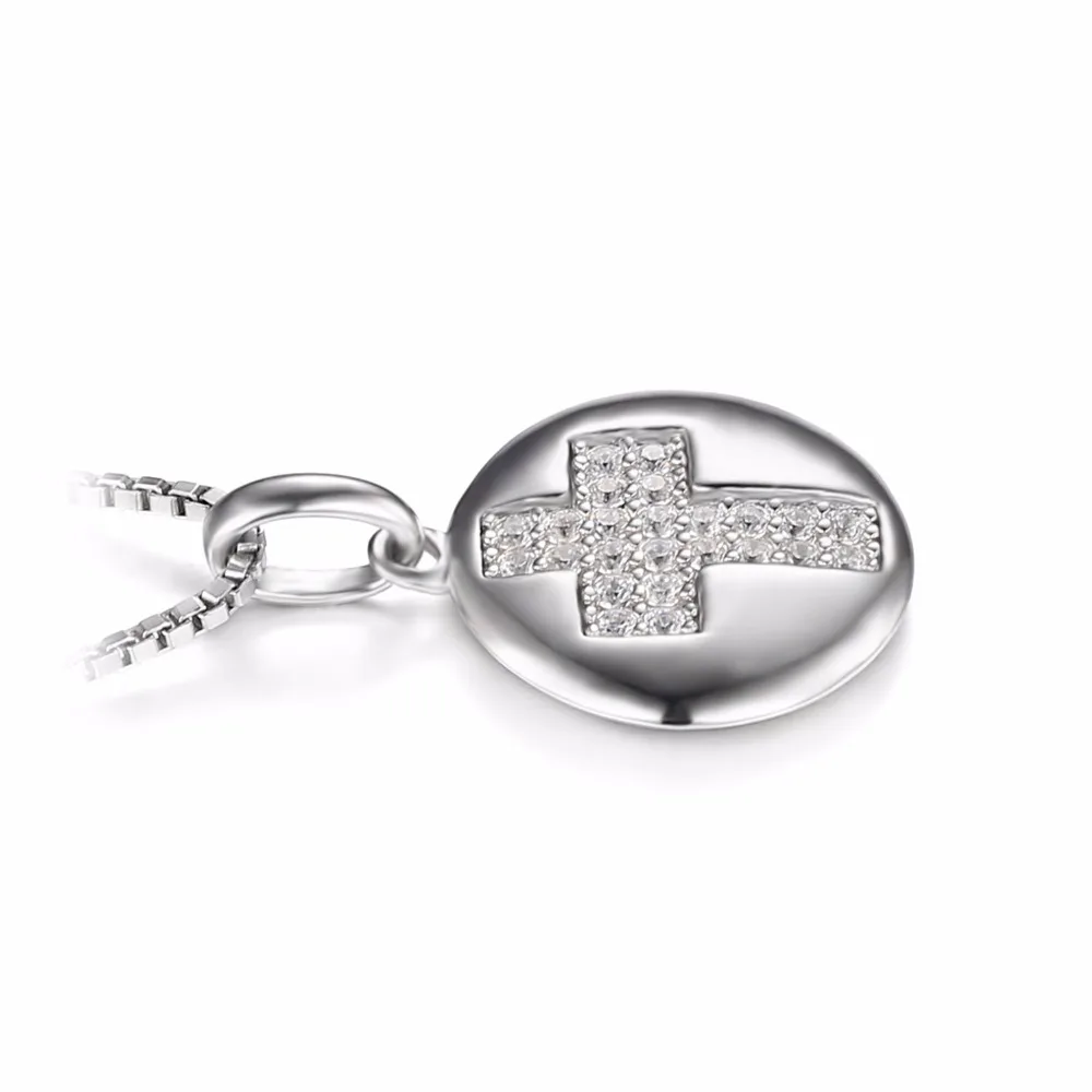 JewelryPalace Мода 0.11ct Круглый Кубического Циркония Крест Мотив Кулон Ожерелье