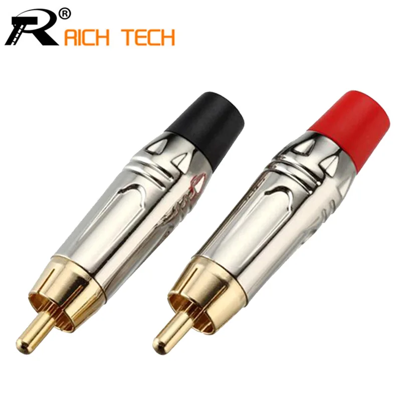10 пар/20 шт RCA разъем Гладкий Silve RCA штекер позолоченный Аудио адаптер черный и красный косички динамик штекер для 7 мм кабель