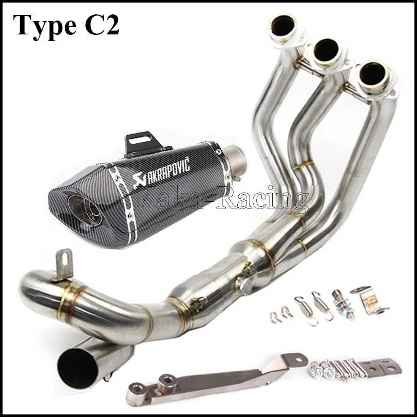 Type C2 Мото rcycle Akrapovic выхлопная труба глушителя полная система скользящая трубка Escape moto для Yamaha MT09 fzfz09 FZ-09- XSR900 - Цвет: Type C2