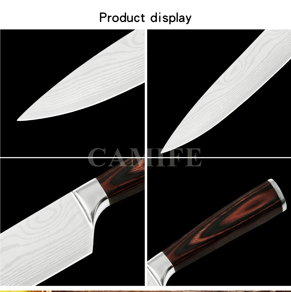 6 шт. набор кухонных ножей нож из нержавеющей стали Дамасские лазерные наборы шеф