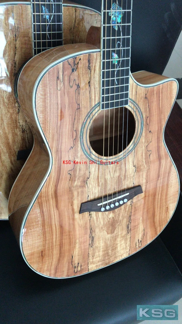 KSG spalted maple Акустическая гитара 4" koa like 6 струн цельная электрическая акустическая гитара ручной работы народная гитара