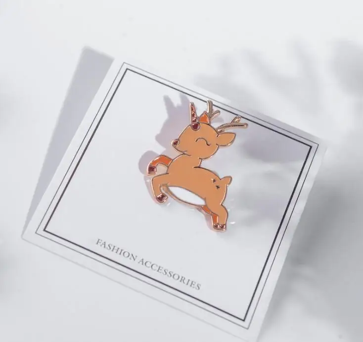 deer Timlee X049 новая мультяшная Милая капля масла юбка с оленями бант дерево металлическая брошь на булавке значок, изысканные рождественские украшения - Окраска металла: deer