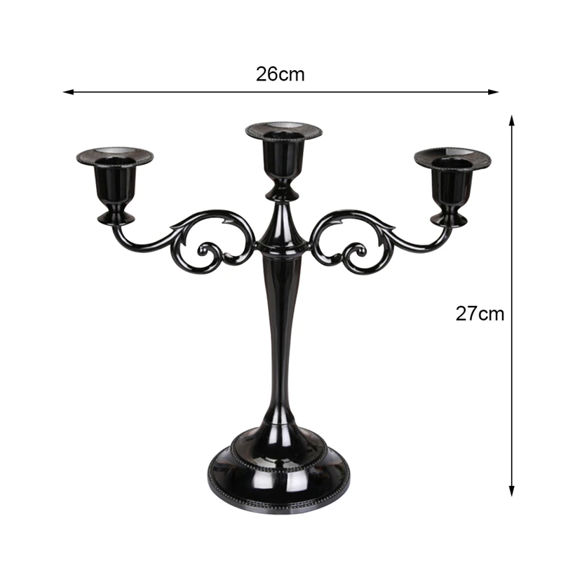 black-3arms 3/5-Arms металлические подсвечники свадебное украшение подсвечник Подставка для свадьбы домашний декор канделябры серебро/золото/бронза/черный - Цвет: black-3arms