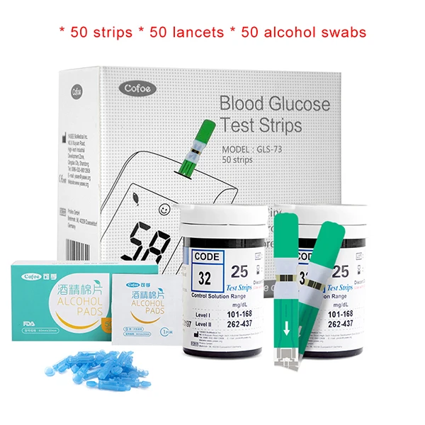 50 strips lancets Cofoe YiLing медицинский глюкометр мг/дл бытовой монитор здоровья диабет Glm монитор сахара в крови и тест-полоска - Цвет: 50 strips lancets