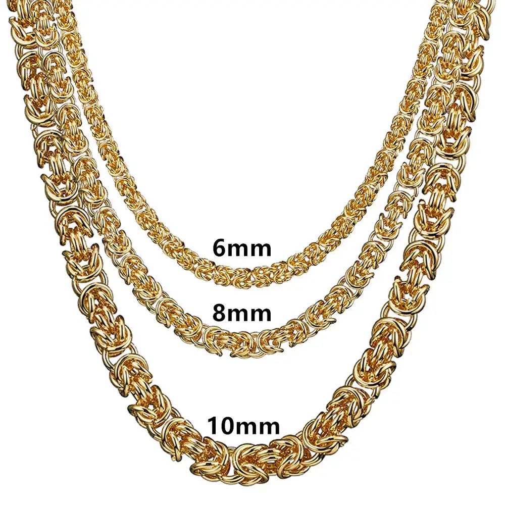 Granny Chic 316L Stainless Steel Necklace 6/8/10 mm Byzantine Link Chain Gold Men Women Fashion Jewelry Gift | Украшения и
