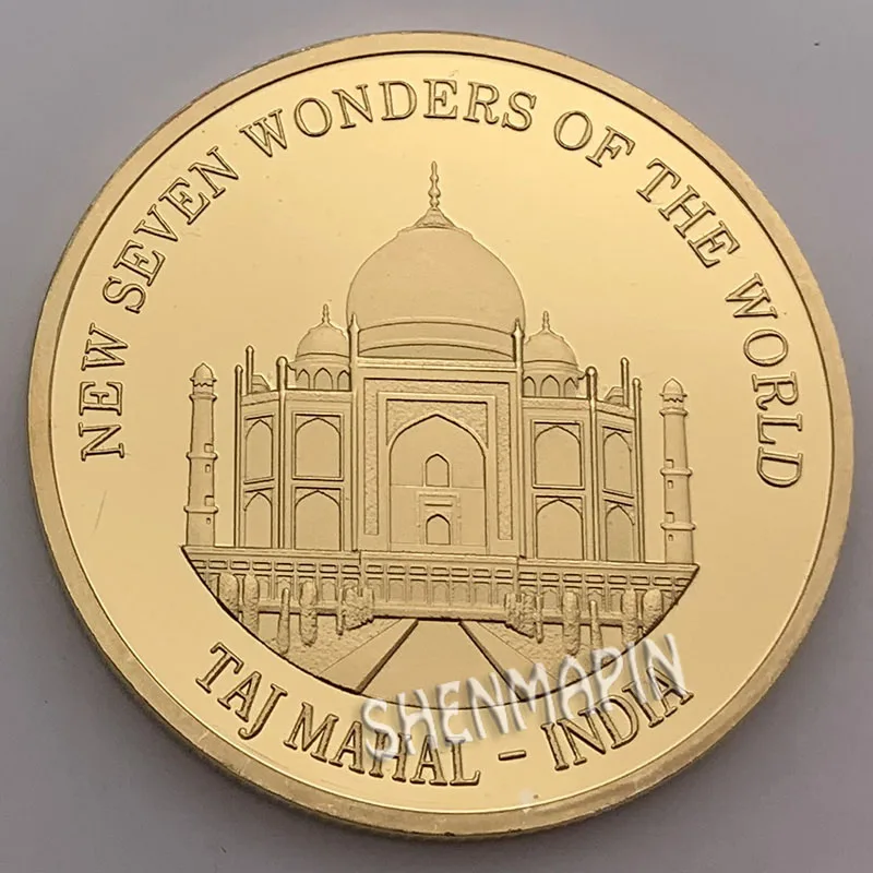 Taj Mahal WR семи чудес мира памятная монета 7 Пособия по всемирной истории культуры золото коллекционные монеты украшения для дома подарок - Цвет: Taj Mahal
