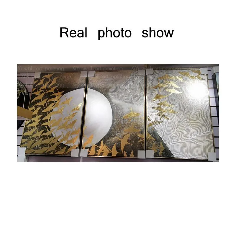 

Gold birds canvas painting wall art picture for living room wall decor home decor hallway acrylic gold leaftexture caudro quadro