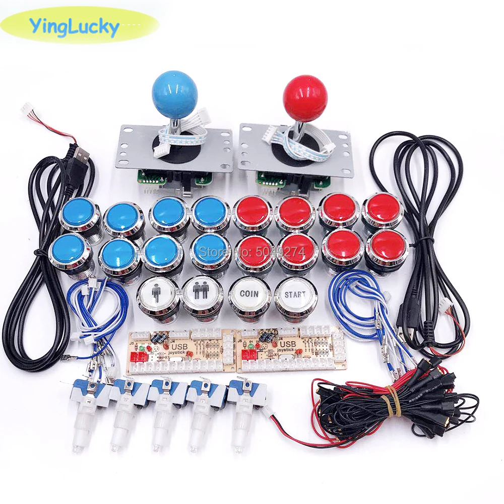 Аркадный джойстик DIY Kit Нулевая задержка аркадный Набор DIY 2 игрока клавиатура USB кодер к ПК SANWA Джойстик+ светодиодный кнопочные кнопки