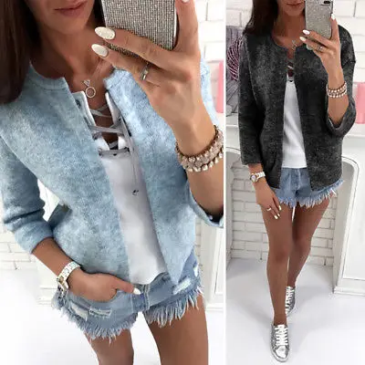 Женский Повседневный Кардиган с длинным рукавом однотонный вязаный кардиган