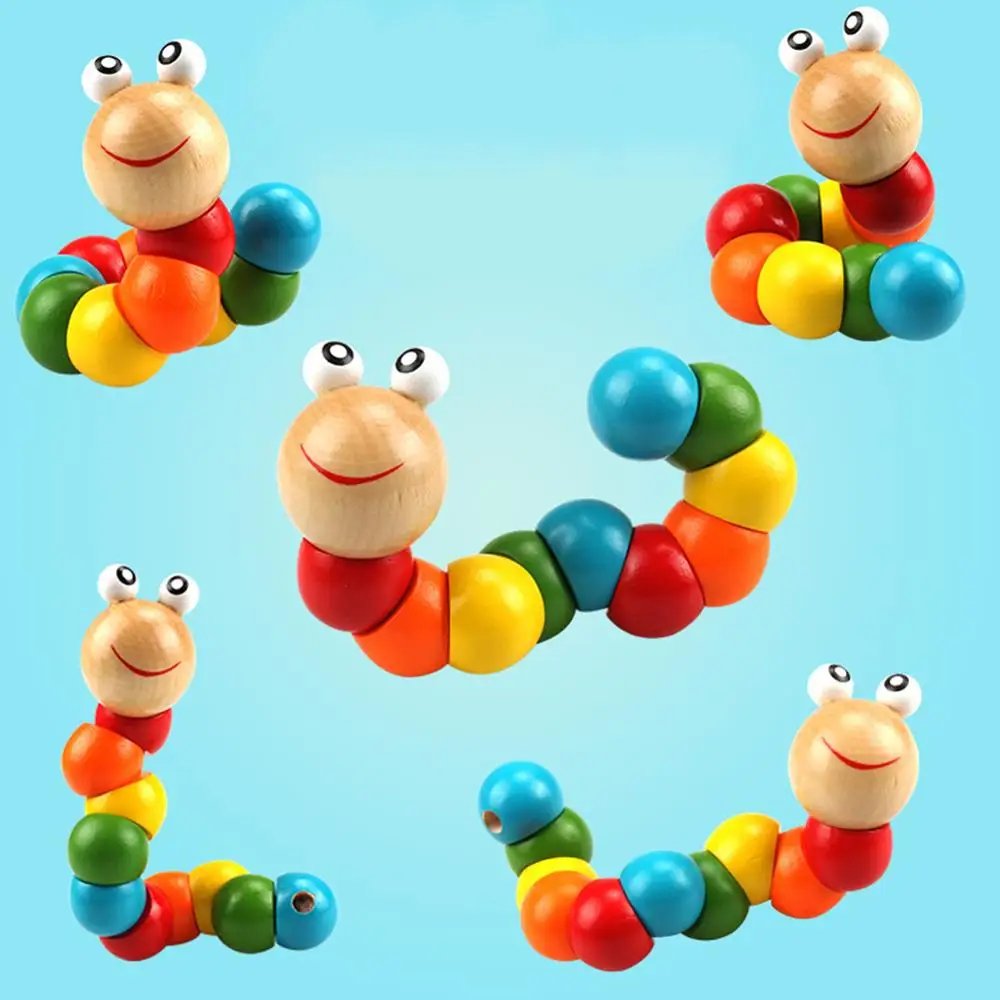 

Wooden Colorful Caterpillar Grasping Twisting Worm Insert Puzzle Educational Toy