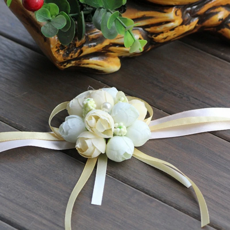 

20pcs/lot High-end HandFlower Bridesmaid Silk Rose Wrist Flowers Artificial Bride Flowers Wedding Decoration Wedding Event&Party