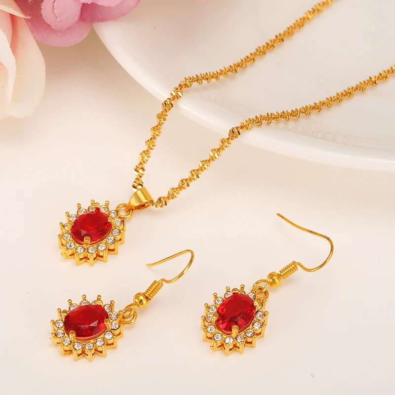 Женские круглые серьги и подвески Bangrui свадебные наборы золотистого цвета с