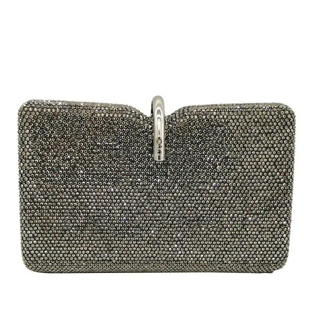 Gray Crystal Bag Бутик De FGG ослепительно-серый женский вечерний клатч с кристаллами, сумочка и сумочка для свадебной вечеринки, клатч с бриллиантами для невесты - Цвет: Gray Crystal Bag