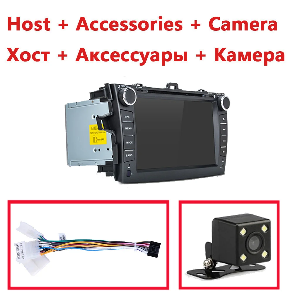 with Cable Camera Android 9,1 Автомобильный мультимедийный 2 Din 8 дюймов авто радио Mp5 двойной Din Авторадио для Toyota Corolla 2007-2011 gps wifi 47 - Цвет: with Cable Camera