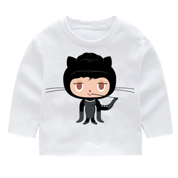 Github/Детские хлопковые модные футболки с длинными рукавами и принтом детские топы