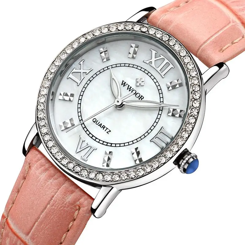 Бренд wwoor женские часы кварцевые винтажные Relogio feminino Кристалл Shell|gift box painting|gift for