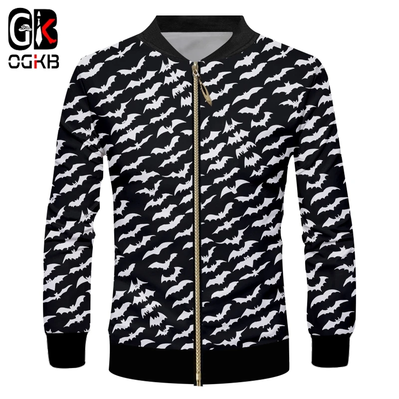 OGKB мужская куртка на молнии с 3D-принтом ворса летучих мышей и забавными животными