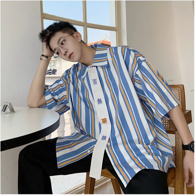 Мужская летняя рубашка с короткими рукавами Повседневная Свободная китайским