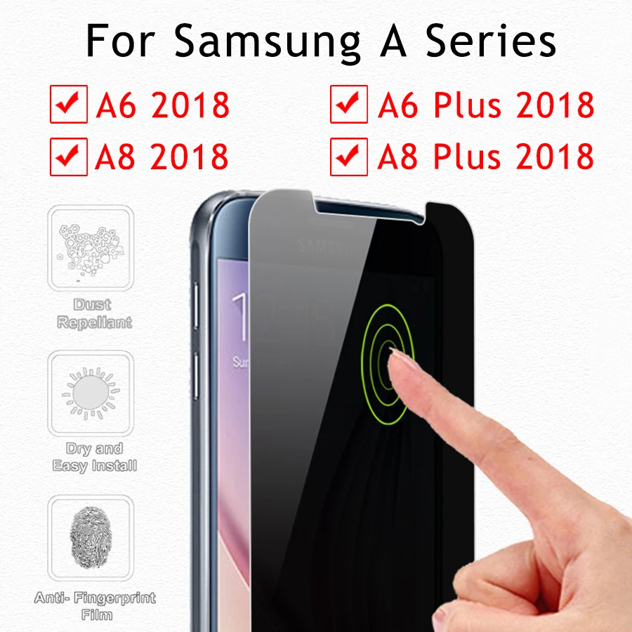 Anti peeping Privacy glass on For Samsung a6 2018 screenProtector Galaxy a8 6 plus tremp glas glaxy a6plus Protection Guard |