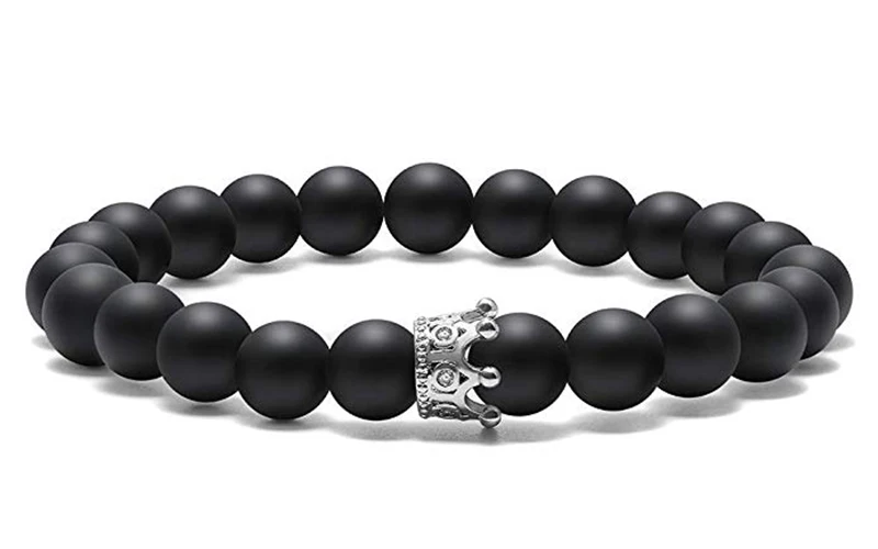 HIYONG король и королева Корона расстояние Пара Браслеты матовые Агаты Белый Howlite CZ Корона 8 мм бусины браслет натуральный камень ювелирные изделия