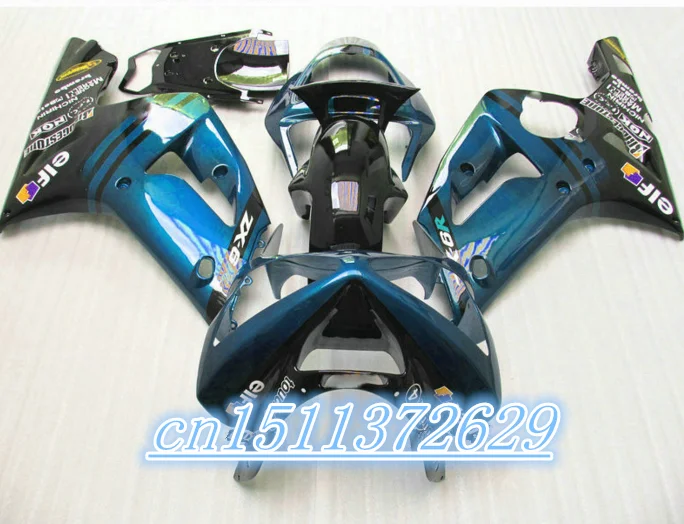 Обтекатели для кузова Dor Kawasaki Ninja ZX 6R 2003 2004 ZX6R 03 04 глянцевый черный с тусклым синим