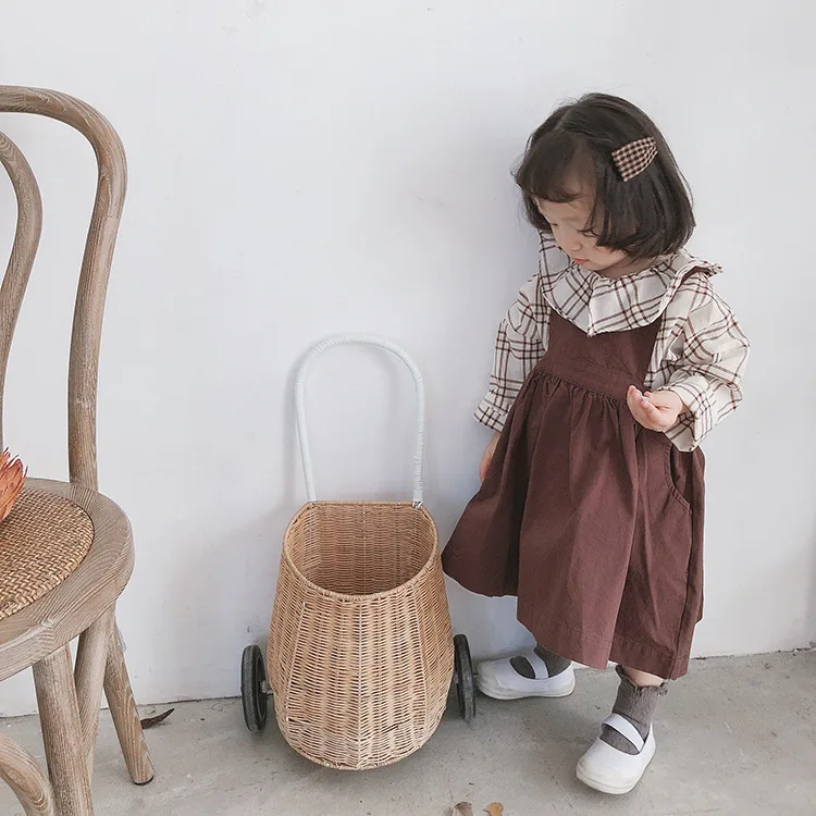 Весна 2019 хлопок сплошной цвет безрукавка платье 1-7 лет дети Подвеска для детей