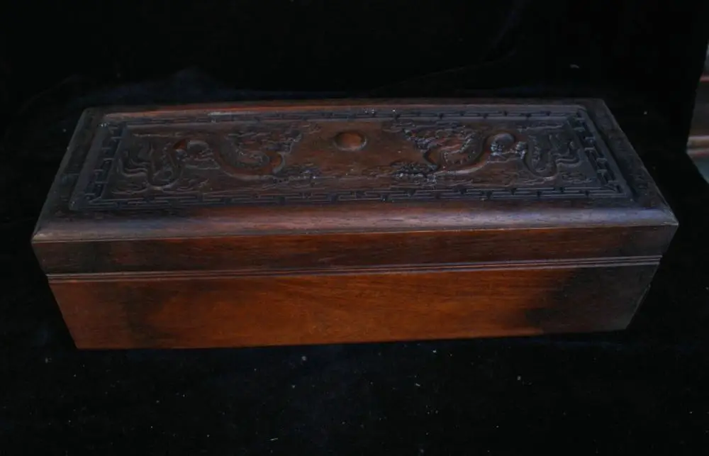 35cm Chinese Old Leaflet Sandalwood Hand carved Animal Dragon Box Case HFHK | Дом и сад